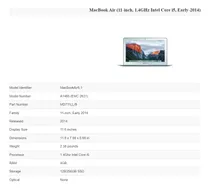 Comprar Macbook Air (11-inch, 1.4ghz Intel Core I5, Early-2014)
