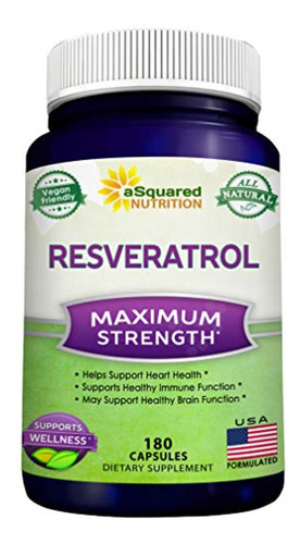 Resveratrol 1000 Mg, Maximo Poder, Antioxidant,180 Cápsulas