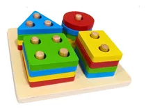 Comprar Plantado X 4 Figuras Geométricas Encaje Didáctico De Madera