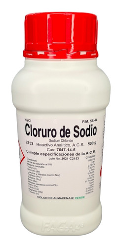 Cloruro De Sodio R. A. De 500g Marca Fagalab 