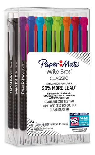 Portamina Paper Mate Write Bros 24 Unidades Con Borra Y Mina