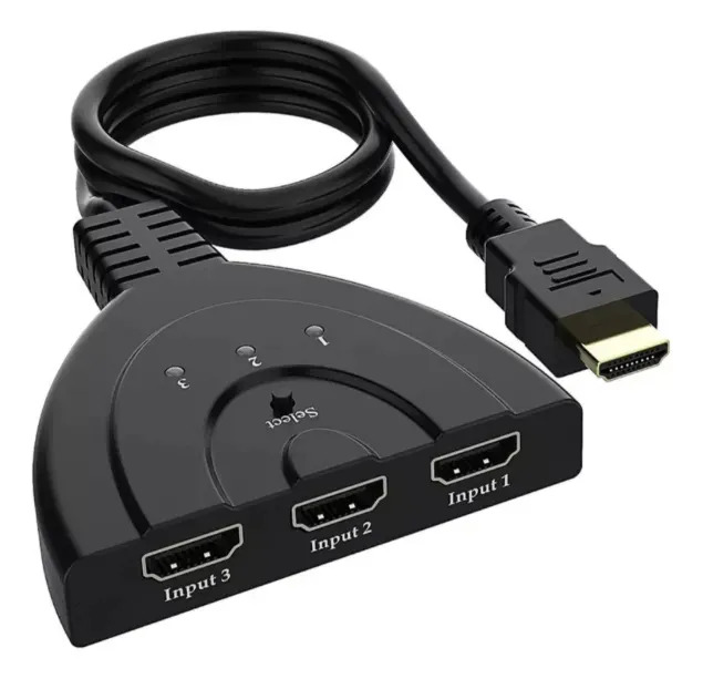 Switch HDMI 3x1 Divisor Seletor HDMI 3 Entradas 1 Saída Full HD 1080p