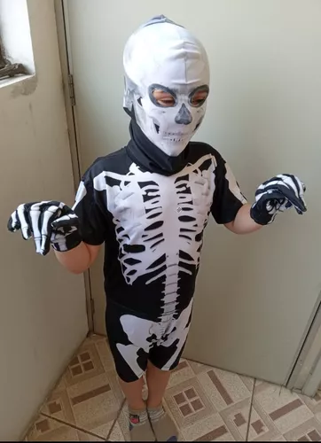 Fantasia de Halloween Infantil Masculina Esqueleto Mariachi Curto Com  Máscara