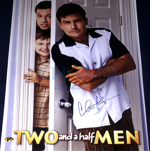 Poster Autografiado Charlie Sheen Two And A Half Men Harper (Usado)
