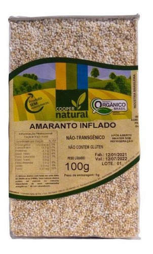 Kit 2 Amaranto Inflado Orgânico Coopernatural 100g