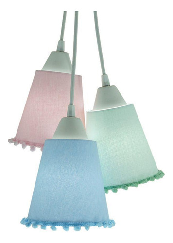 Lustre Pendente Luminária Candy Colors Com Pompom Bivolt