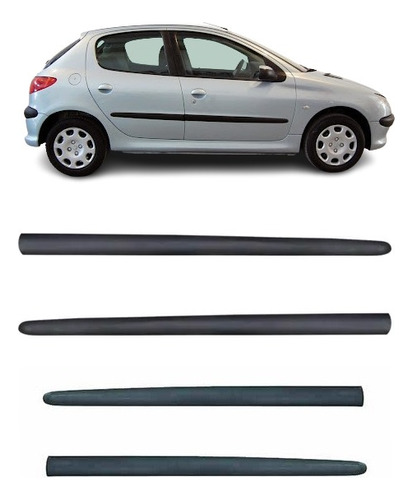 Peugeot 206 5p Baguetas De Puertas Molduras Negras 1998/2007