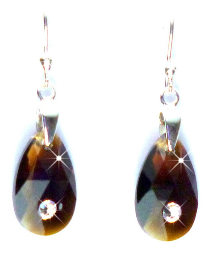 Aretes Gota Cristal Swarovski Color Topaz Blend 