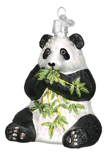 Adornos De Navidad Del Viejo Mundo:panda De Vidrio Soplado A