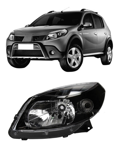 Optica Renault Sandero Stepway 2008 2009 2010 F/ Negro Izq