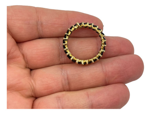Aliança Inteira Ônix Negro Ouro 18k Al Onix Int