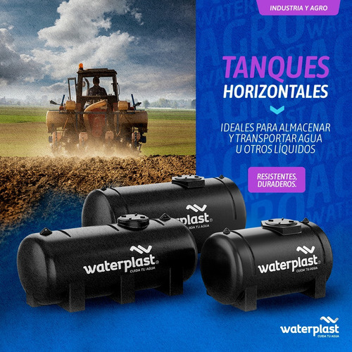 Tanque De Agua Horizontal 500 Litros Th500 Waterplast Color Negro