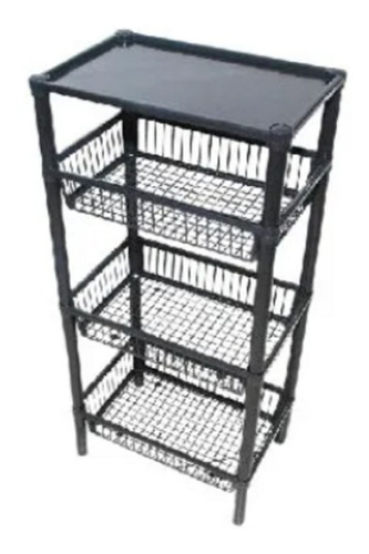 Imagen 1 de 4 de Canasto Multiuso Organizador 3 Estantes Con Tapa 85x38x25cm