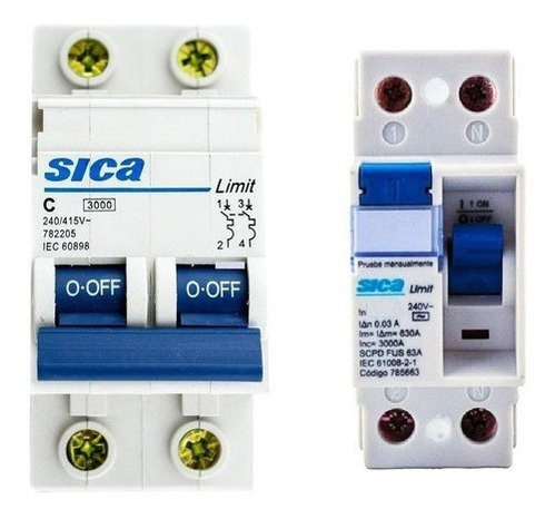 Combo Instalacion  Disyuntor 40a Sica Bipolar Oferta