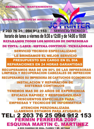 Imagen 2 de 8 de Reparaciones Service Repacion Impresoras Todos Los Modelos