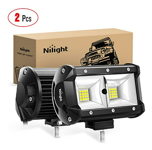 Nilight 2pcs 5inch 96w Flood Led Light Bar 3600lm Luces De C