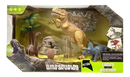 Set De Dinosaurios T-rex Con Luz Y Sonido 7096 Jurásico 
