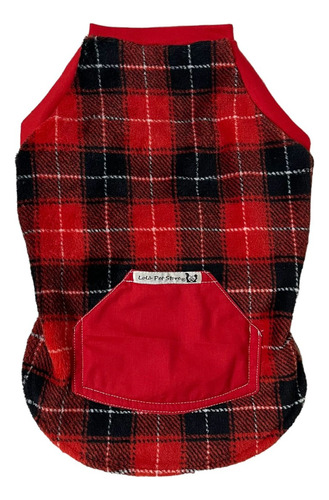 Roupas Cães Cachorro - Macho - Fleece Xadrez Vermelho - Pet