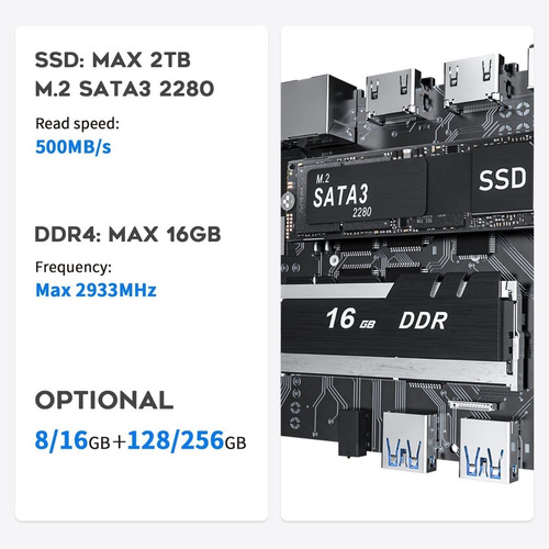 Imagen 8 de 10 de Mini Pc Intel 2.9ghz Ram 8gb 256gb M2 Dual Monitor Tv 4k Fhd