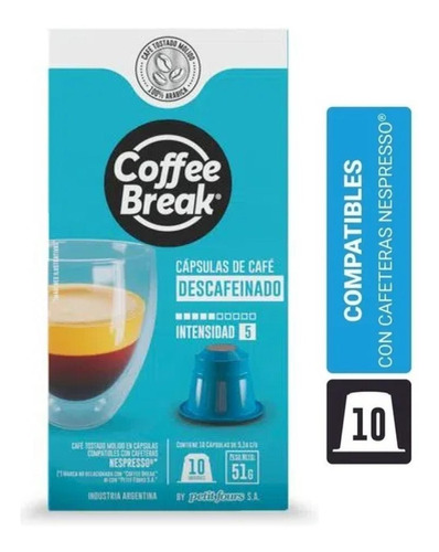 Capsulas Cafe Descafeinado Para Nespresso Coffee Break X10