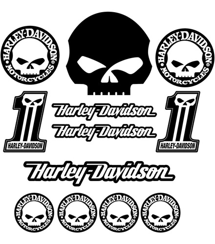 Kit Adesivos Capacete Refletivo Harley Davidson Motor Cycles