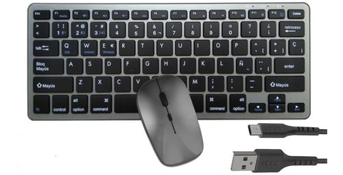 Imagen 1 de 10 de Kit Mouse Y Teclad Inalámbrico Bluetooth Español Recargable 