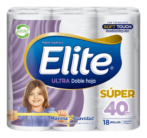 Imagen 2 de 2 de Papel Higiénico Elite Ultra 18 Un X 40 Mt