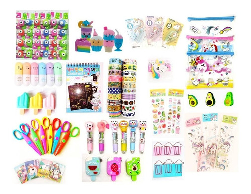 Kawaii Box Caja Sorpresa 60 Articulos Papeleria Regalos Cump