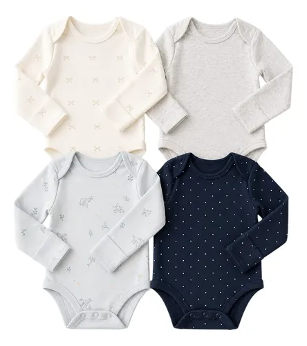Kit 4 Bodies Carter’s Menina Manga Longa
