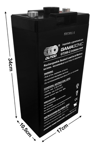 Imagen 1 de 4 de Batería2v 200ah Sellada Recargable Electrolito Absorbido