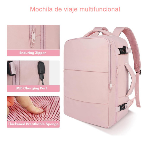 Mochila Mujer Viaje Portátil 15.6 Pulgadas Ligera Aprobada Avión 10kg