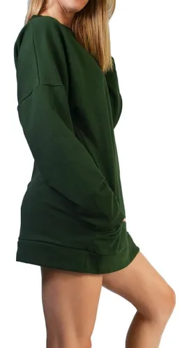 Buzo Largo Dama Oversize Vestido Mujer Invierno Salir Hoodie