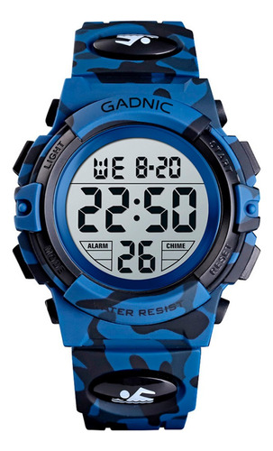 Reloj Digital Niños Gadnic Deportivo Sumergible 50 Metros Color de la malla Azul Color del bisel Azul Color del fondo Gris