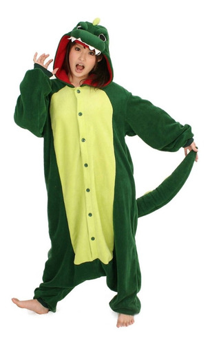 Dinossauro Verde Pijama Macacão Kigurumi - Pronta Entrega