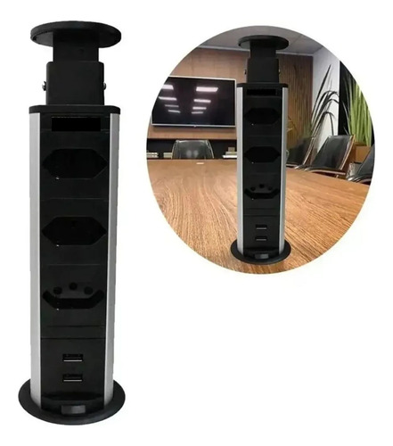 Torre Tomada Bancada 10a Tripolar Cozinha Escritório Usb C