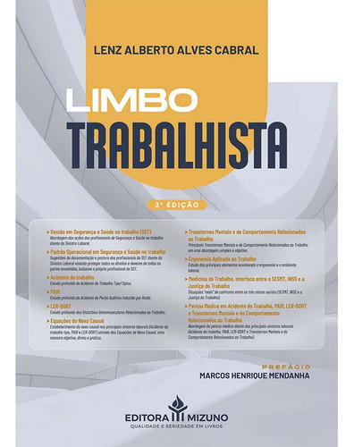 Limbo Trabalhista 3ª Edição (2025), De Cabral, Lenz Alberto Alves., Vol. 1. Editorial Editora Mizuno, Capa Mole, Edição 3 Em Português, 2025