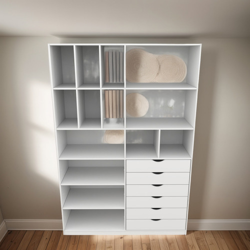 Armário Arara Gaveta Samara M10 100% Mdf (closet / Colmeia) Cor Branco