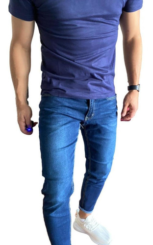 Imagen 3 de 7 de Jeans Super Slim Fit Ankle Fit Azul Oscuro