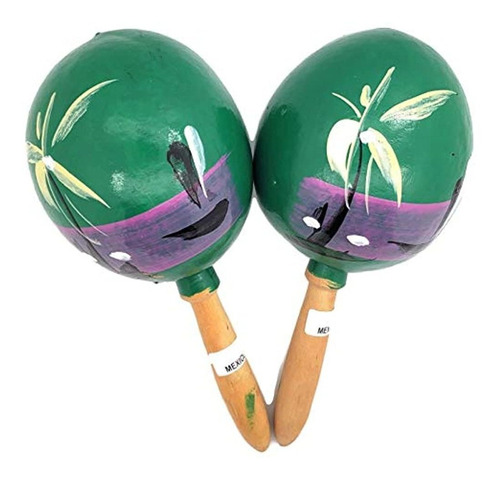 Verde - 8  Maracas Auténticas Mexicanas De Madera Hechas A M