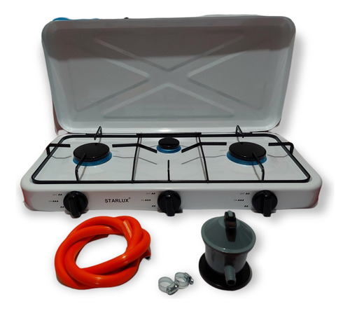 Cocinilla Encimera 3 Platos Tapa Camping Regulador Manguera