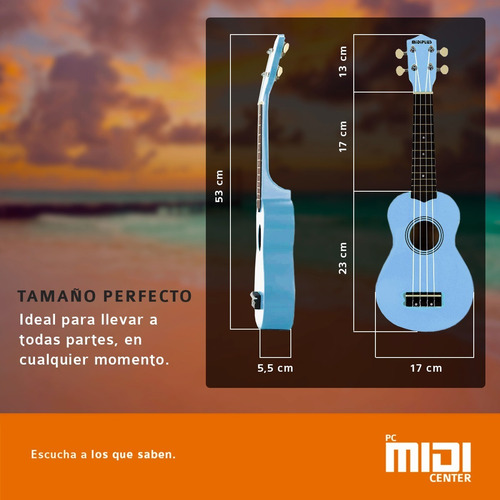 Imagen 4 de 10 de Ukelele Soprano Midiplus Madera Varios Colores + Funda