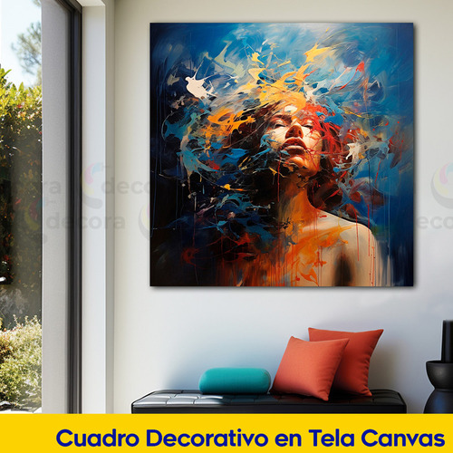 Cuadro Mujer Belleza Nubes En Cabello Canvas 90x90 A5