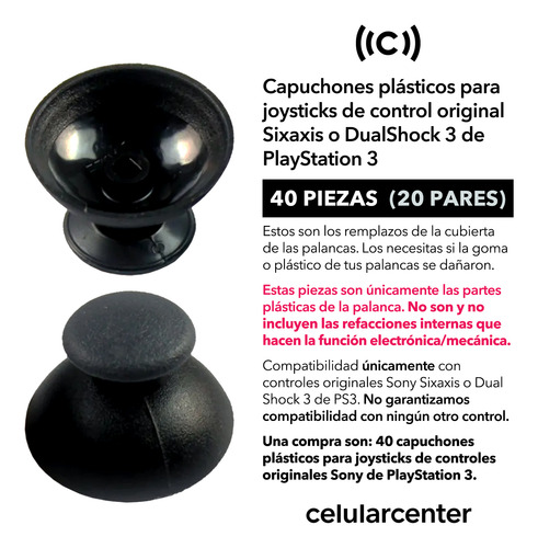 20 Pares (40 Piezas) Capuchón P/ Ps3 Control Joystick Tapa