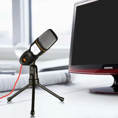 Micrófono Condensador Camara Pc Computador Celular + Trípode