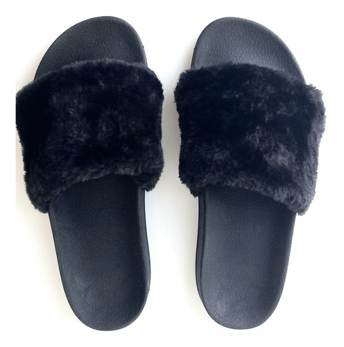 Chanclas Peluche Mujer Slider Slipers