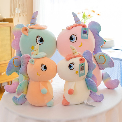 Peluche Colorido Unicornio Kawaii De Calidad Brillante 42 Cm Color Rosa