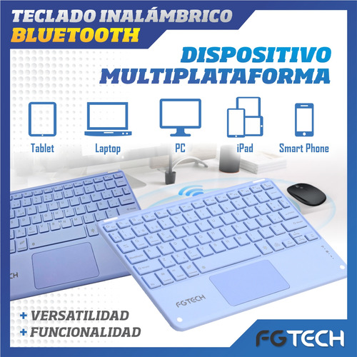 Teclado Inalambrico Bluetooth + Touchpad Retroiluminado Rgb Teclado Lila Idioma Español Latinoamérica