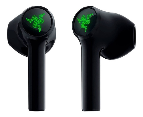 Audífonos in-ear gamer inalámbricos Razer Hammerhead True Wireless X negro con luz  verde LED