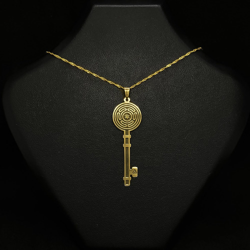 Cadena Y Dije Llave Stropparo Rueda Hécate Stropha Oro 18k Amarillo 50 Cm