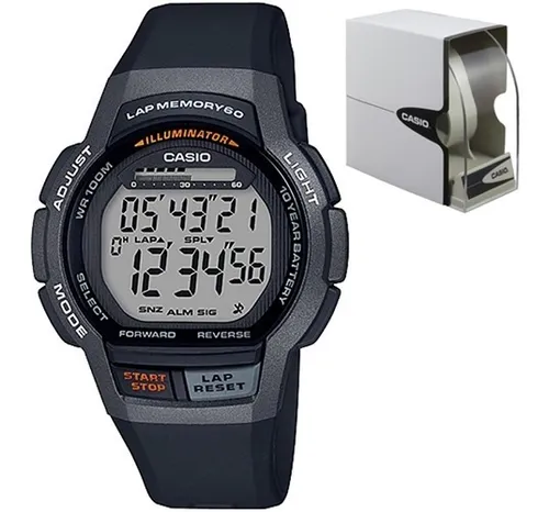 Reloj Casio Caballero Ws 1000 Negro 60 Memorias Sumergible Led
